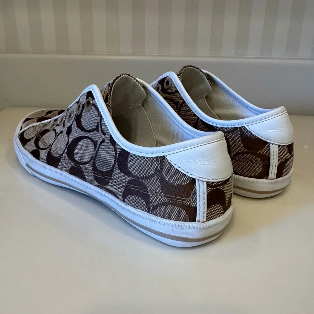 Coach BEV Brown Monogram Laceless Slip On Sneaker Size 6.5